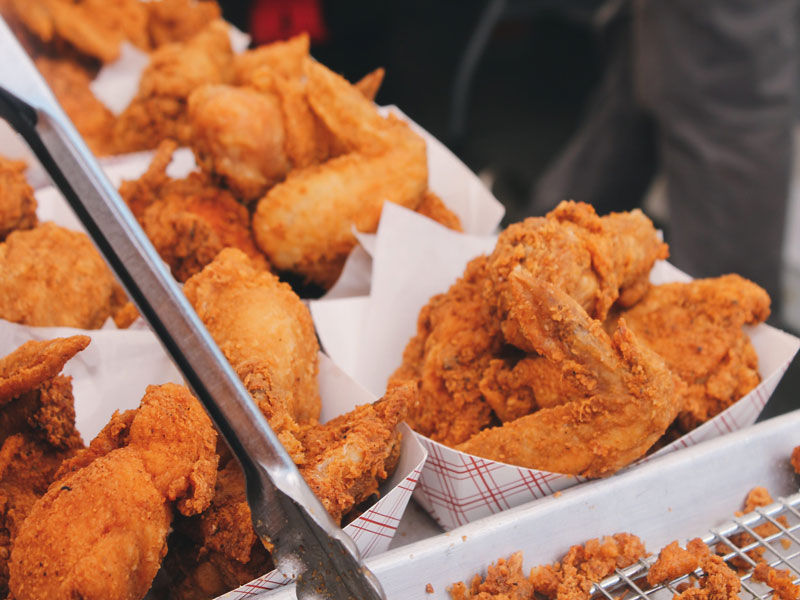 close-up of fried chicken