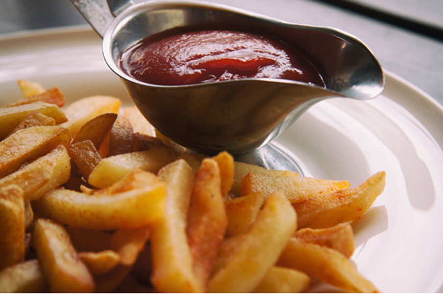 close-up of french fries